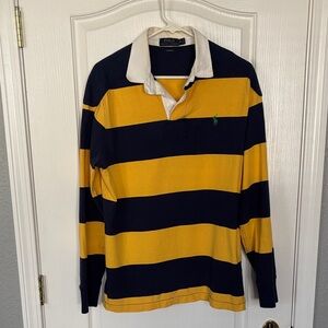 Polo by Ralph Lauren Men's Bold Navy and Gold Striped Polo